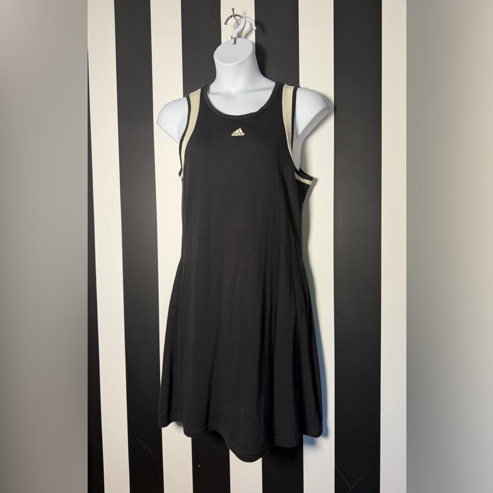 adidas x Zoe Saldana Collection Black Sleeveless Mini Dress w/ White Trim